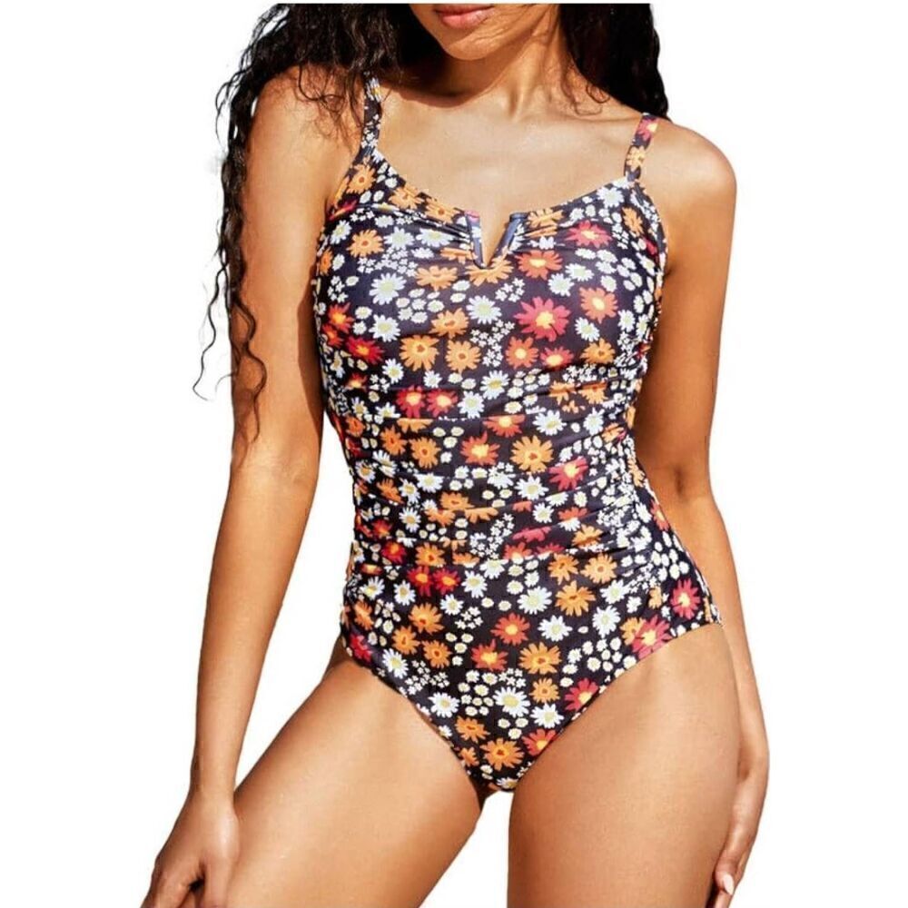 JASAMBAC Size L Womens One Piece Swimsuit Tummy Control Slimming Bathing Suits V